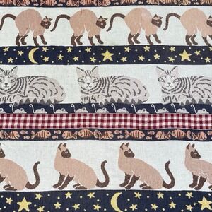 Crown Crafts Vintage Siamese Cat Woven Throw Blanket Blue Celestial Stars Moon